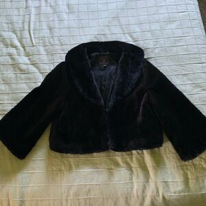 Black faux fur crop jacket